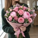 Букет Гипсофил с доставкой Нежное облако в руках у девушки