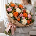 Букет из Гипсофил Яркие искорки в руках у девушки