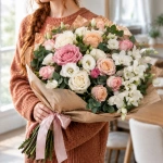 Букет Весенний поцелуй в руках у девушки