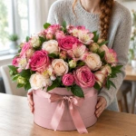 Коробка цветов Соцветие красоты в руках у девушки