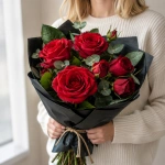 Роза лимонная в руках у девушки