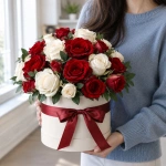 Шляпная коробка Симфония любви в руках у девушки